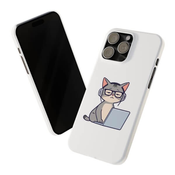 Tech-Loving Cat Slim Phone Cases - Unique Pet & Tech Design - Image 16