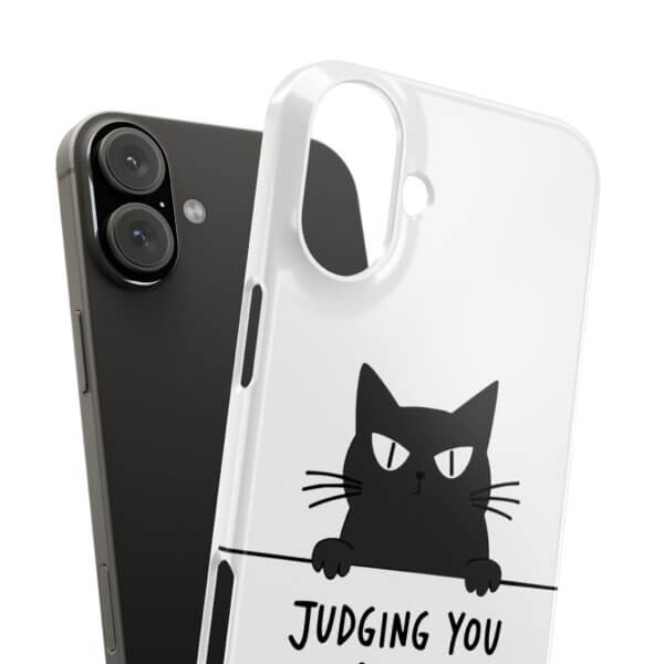 Judging You Silently Cat Slim Phone Case - Image 45