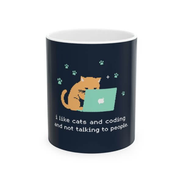 Cozy Cat Laptop Ceramic Mug - For Gamers & Cat Lovers