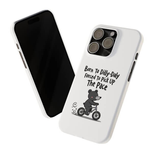 Born To Dilly Dally Slim iPhone Case - Black Bear Riding Bike