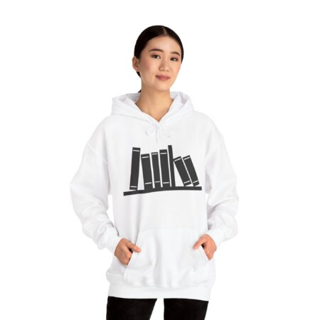 Literary Bookshelf Hoodie - Stack of Books Design for Readers