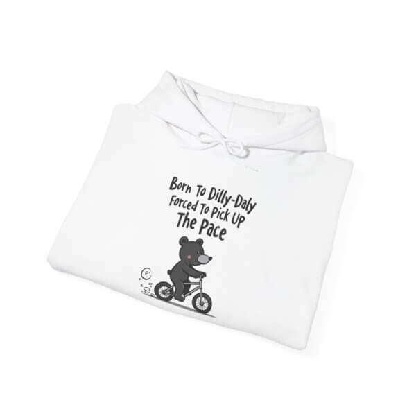 Black Bear on Bike Hoodie - Born To Dilly Dally - Image 3