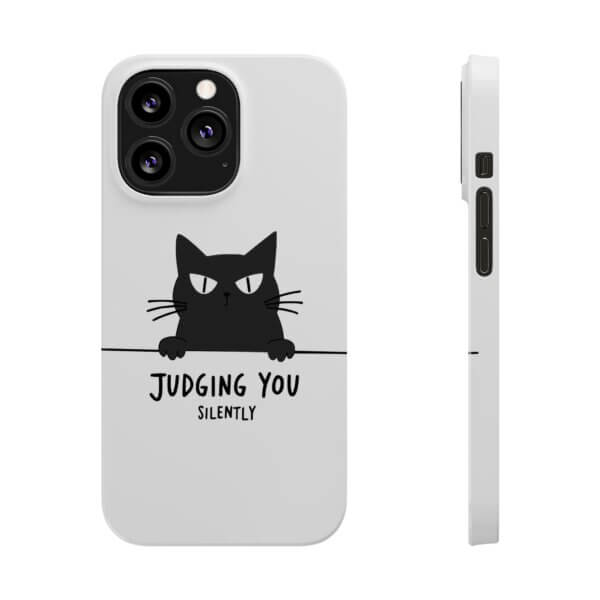 Judging You Silently Cat Slim Phone Case - Image 12