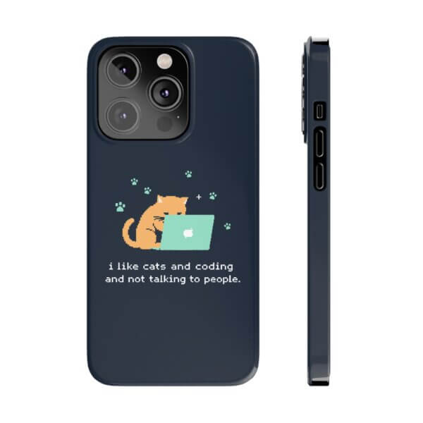 Cute Cat & Laptop Slim Phone Cases - Perfect for Tech Lovers - Image 10