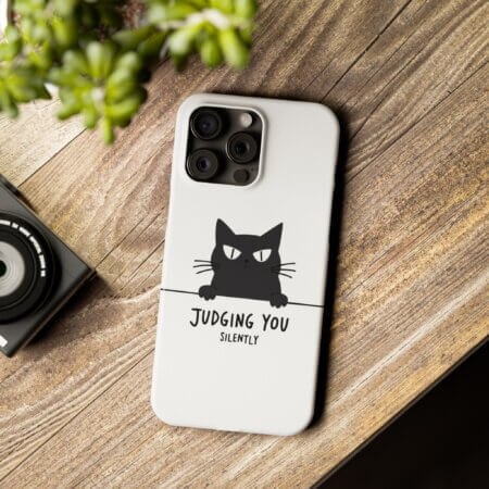 Judging You Silently Cat Slim Phone Case