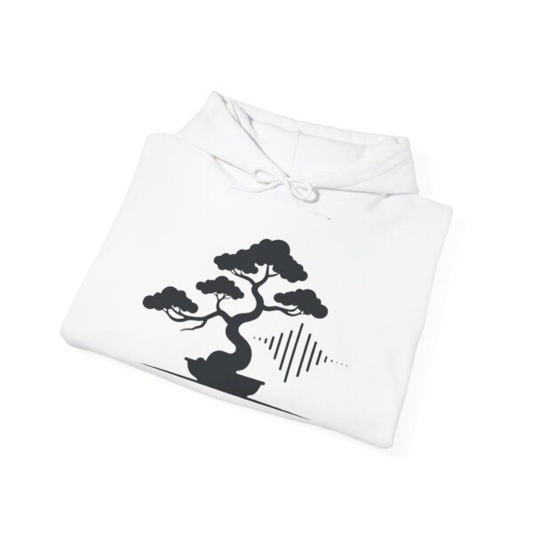 Black & White Tree Sound Waves Hoodie - Modern Art - Image 4