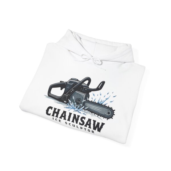 Chain Saw Ice Sculptor Hoodie - Black & White Design - Image 4