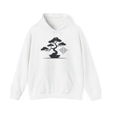 Black & White Tree Sound Waves Hoodie - Modern Art